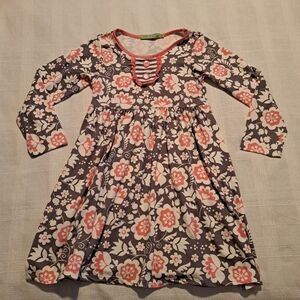 Millie loves Lily girls size 8 peach, white and taupe dress, floral print